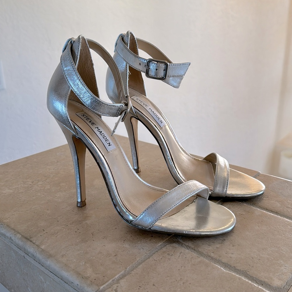 Steve Madden Strappy Heels, Silver